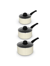 Swan Townhouse Cream Saucepan Set 3 Piece 16cm 18cm 20cm