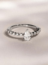 The Diamond Store Silver Solstice 0.80ct Pear Cut Lab Diamond Engagement Ring