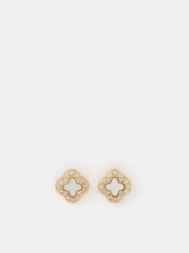 Accessorize gold tone mother of pearl clover stud earrings - British product