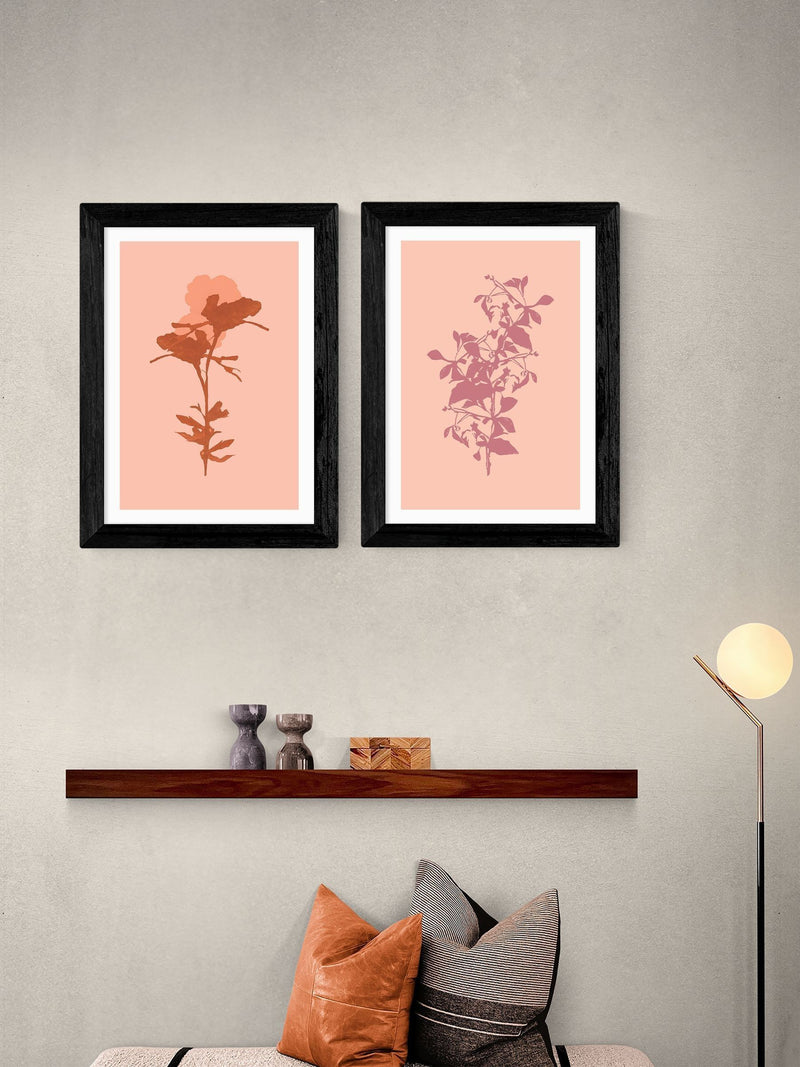 Cartissi black floral silhouette wall art prints set of 2 - British product