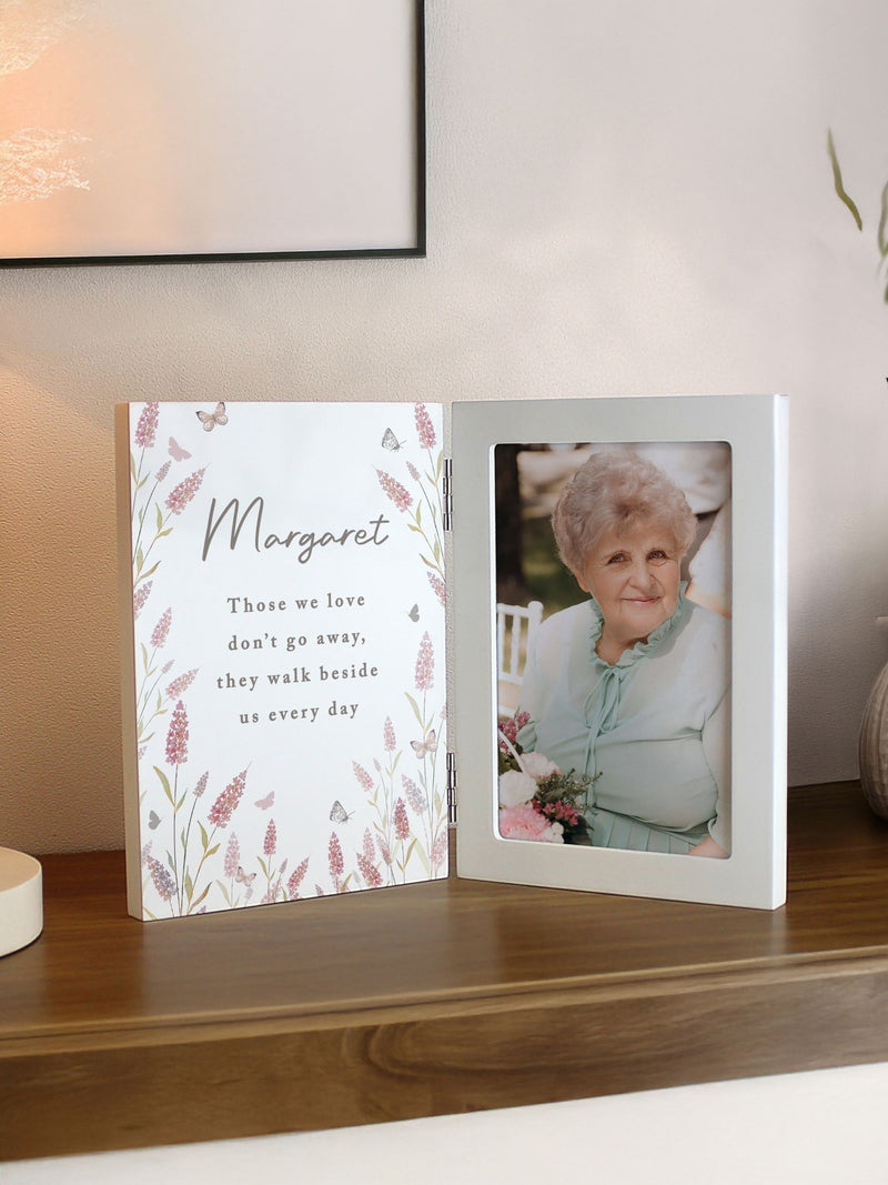 Personalised Floral Wooden Hinged 6x4 Photo Frame by PMC