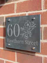 PMC Personalised Floral Slate House Sign 22cm x 20cm