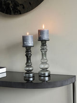 Libra Interiors Grey Vitrum Glass Candle Holder 30cm
