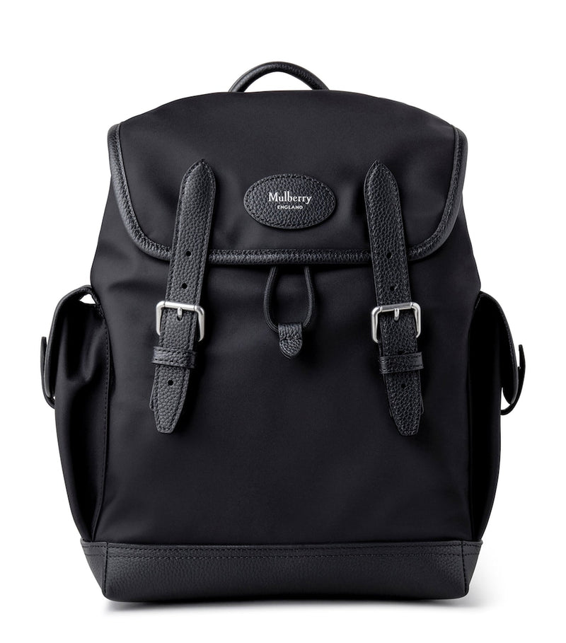 Scratch-Resistant Grained Leather Backpack with Buckle Fastening