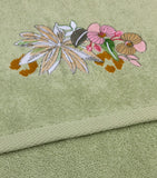 Yves Delorme Embroidered Orchidee hand towel 55cm x 100cm (British brand)