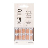Nail HQ Long Square Pearly French Nails 24 Piece Set