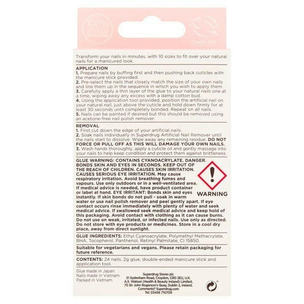 Superdrug Finishing Touches Fake Nails Extra Short Pink GOODS Superdrug