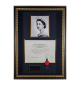 Leipzig Galleries Queen Elizabeth II Signed 1954 Document Framed Art Display