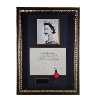 Leipzig Galleries Queen Elizabeth II Signed 1954 Document Framed Art Display