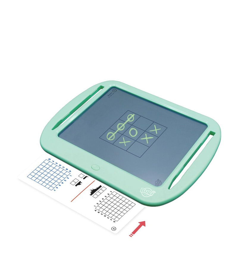 BUKI travel games tablet with erasable screen and styluses - British product