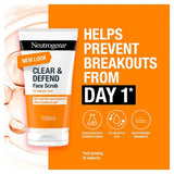 Neutrogena Clear Defend Facial Scrub 150ml, imported from the UK