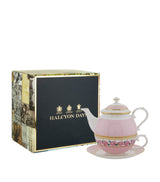 Halcyon Days Shell Garden Floral Tea For One Fine Bone China Set