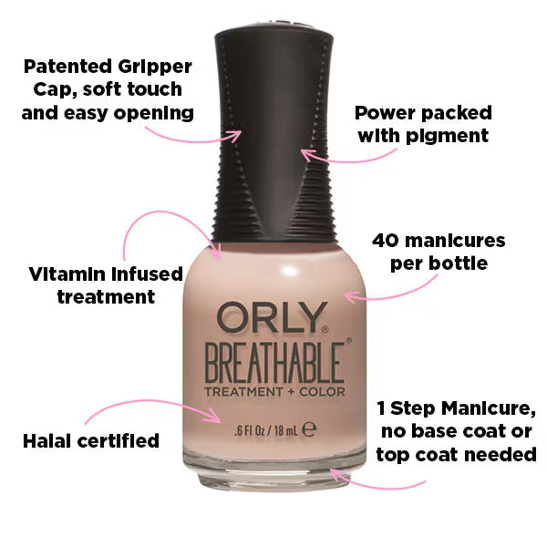 Orly Breathable Nail Polish Nourishing Nude 18ml, imported from the UK