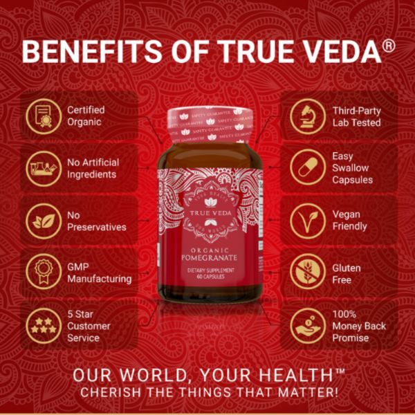 True Veda | Organic Pomegranate 15:1 Extract| Vegan 60 Caps GOODS Superdrug