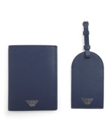 Emporio Armani Leather Passport Holder and Tag Set Travel Accessory Set