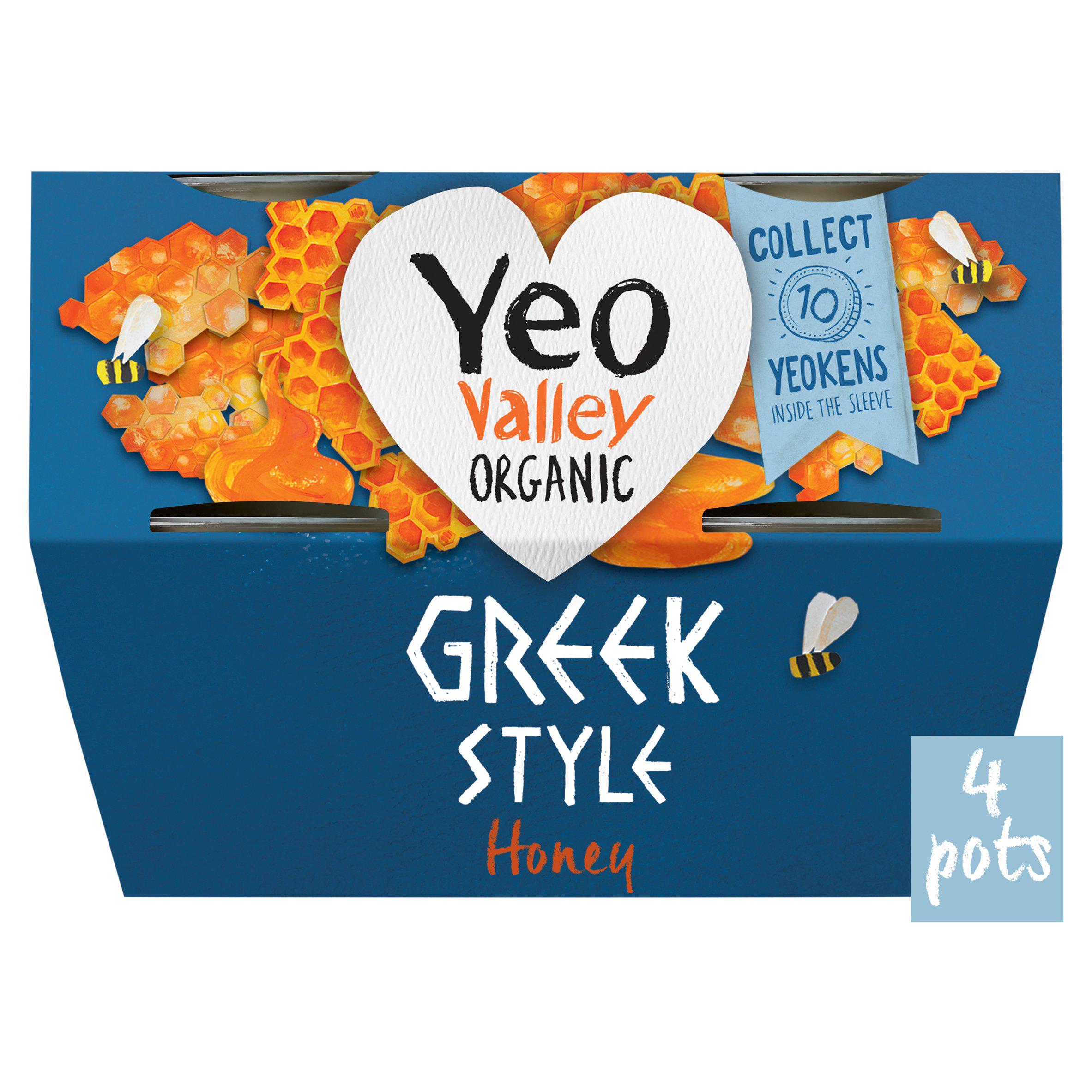 Yeo Valley Organic Yogurt Greek Style With Honey 4x100g GOODS Sainsburys