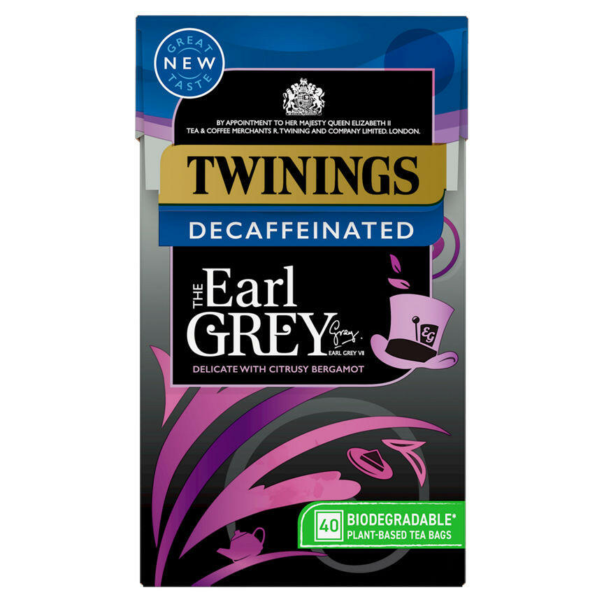 Twinings The Earl Grey Decaffeinated 40 Plant-Based Tea Bags GOODS ASDA