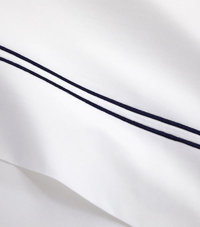 Super King Brushed Organic Cotton Percale Flat Sheet with Striped Design, 270cm x 295cm