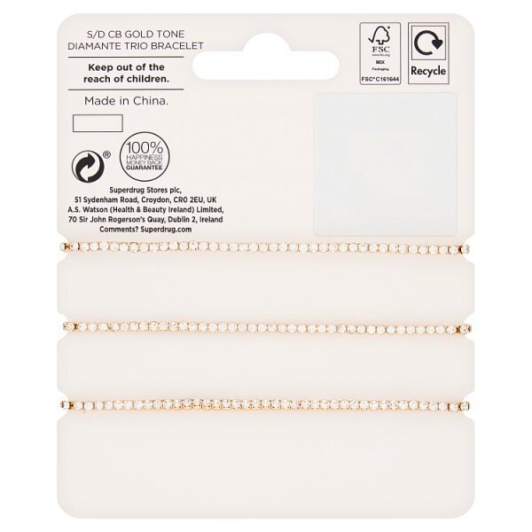 Superdrug Multi- coloured Diamante Trio Bracelet GOODS Superdrug