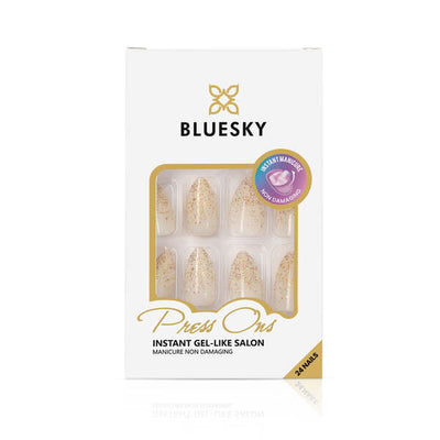 Almond Golden Glitter Press On Nails 24 Tips