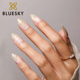 almond press on nails golden glitter 24 tips - British product