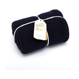 The Little Green Sheep Organic Knitted Cellular Baby Blanket - Midnight GOODS Boots