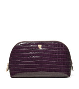 Aspinal of London Small Leather Croc-Embossed Makeup Bag