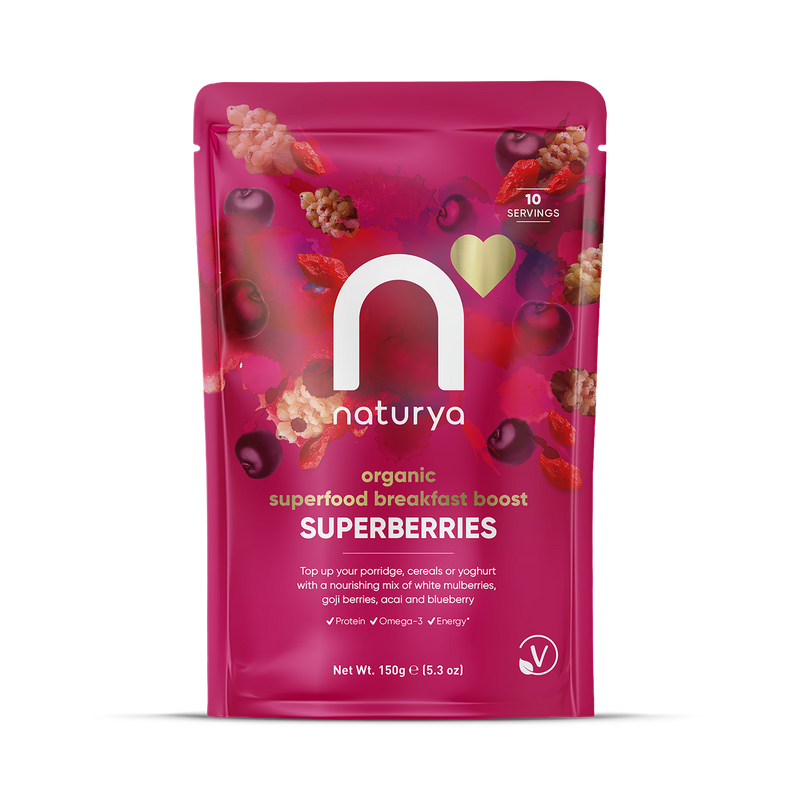 Naturya Organic Superberries Breakfast Boost 150g, imported from the UK