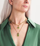Azlee Yellow Gold, Diamond and Emerald Duet Necklace
