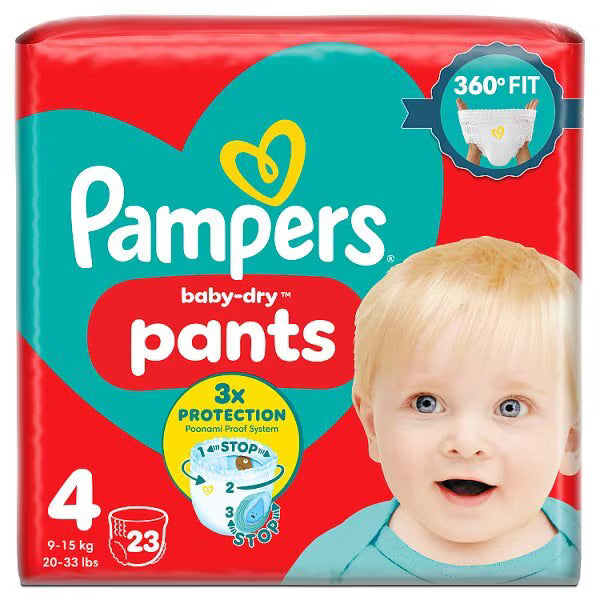 Pampers Baby-Dry nappy pants size 4, imported from the UK