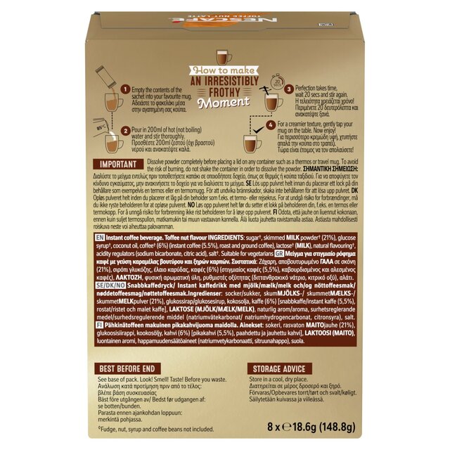 Nescafe Toffee Nut Latte Instant Coffee 8 Sachets 8 per pack - McGrocer