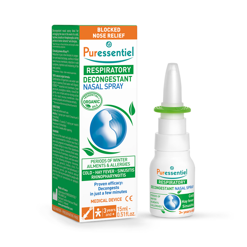 Puressentiel Respiratory Decongestant Nasal Spray 15ml, imported from the UK