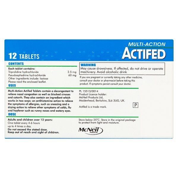 Actifed Multi-Action Nose & Sinus Tablets 12s - McGrocer