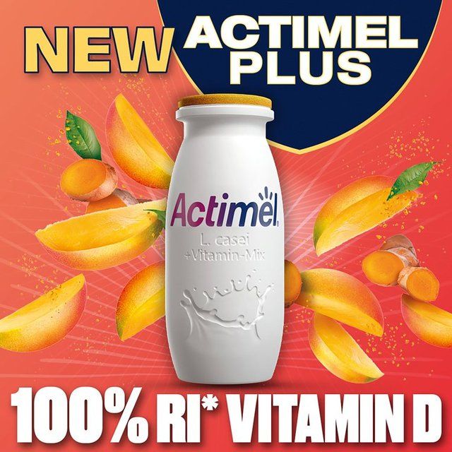 Actimel Plus 100% Vitamin D Mango & Turmeric Immunity Yoghurt Drink 8 x 100g - McGrocer