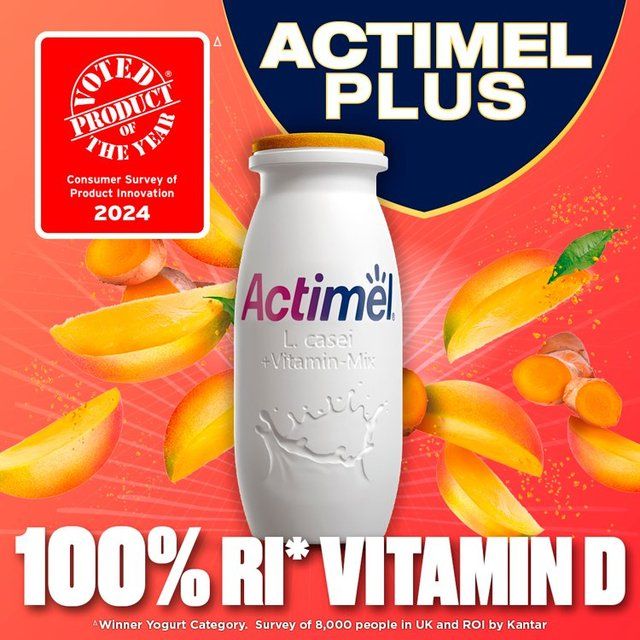 Actimel Plus 100% Vitamin D Mango & Turmeric Immunity Yoghurt Drink 8 x 100g - McGrocer