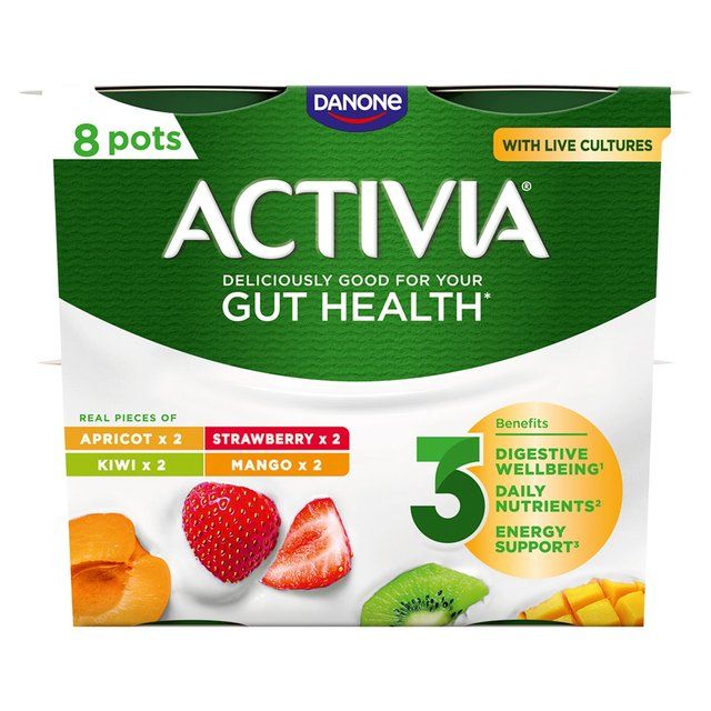 Activia Mango Strawberry Kiwi & Apricot Multipack Fruit Yoghurt 8 x 115g - McGrocer
