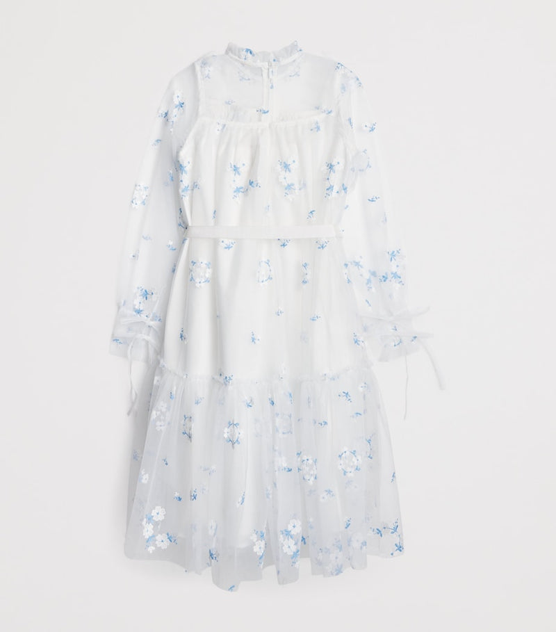 Petite Amalie tulle embroidered daisy dress for ages 4-16 years, imported from the UK