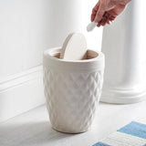 Addis Textured Diamond Effect Round Bathroom Bin with Swing Lid 5L - McGrocer