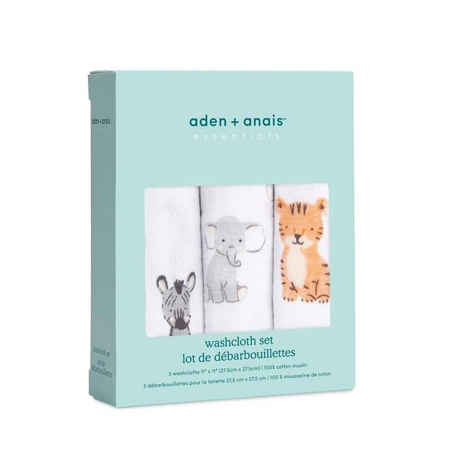 Aden + Anais Safari Babes Muslin Washcloths 3 per pack - McGrocer