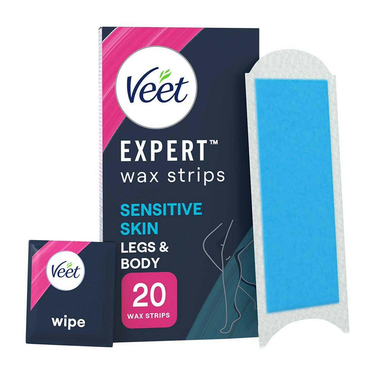 Veet Expert Wax Strips Legs Body Sensitive Hair Removal - 20s GOODS Boots