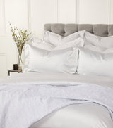King Size Duvet Cover in Egyptian Cotton Sateen with Embroidered Trims, 230cm x 220cm