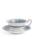 Wedgwood Florentine Turquoise teacup and saucer (British brand)