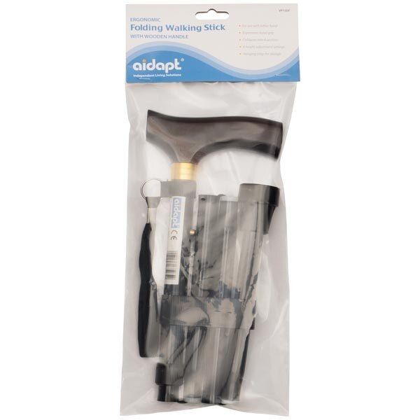 Aidapt Collapsible Walking Stick with Wooden Handle - McGrocer