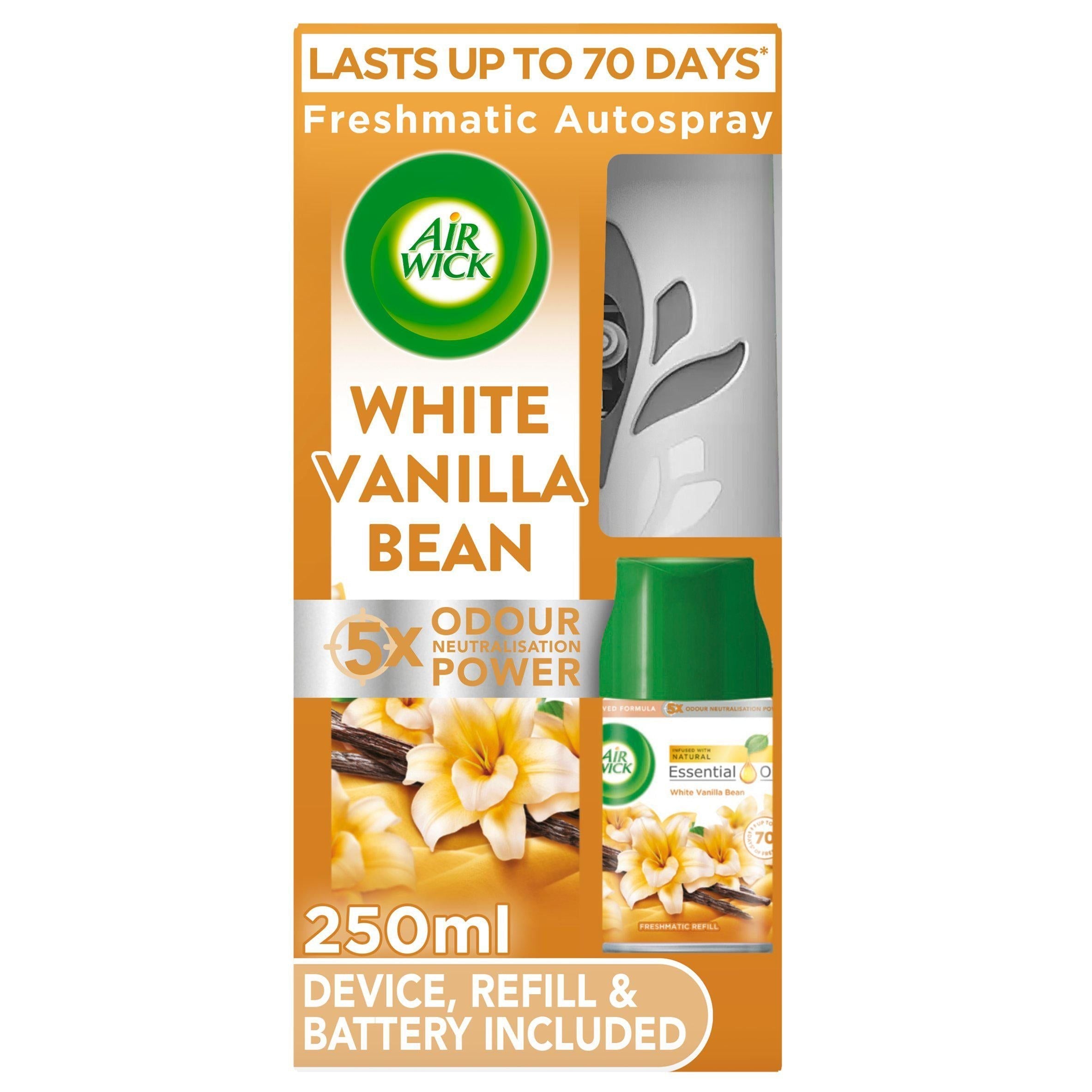 Air Wick Air Freshener Freshmatic Kit & Refill White Vanilla Bean 250ml - McGrocer