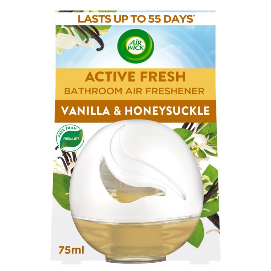 Air Wick Vanilla & Honeysuckle Active Fresh Bathroom Air Freshener 75ml - McGrocer