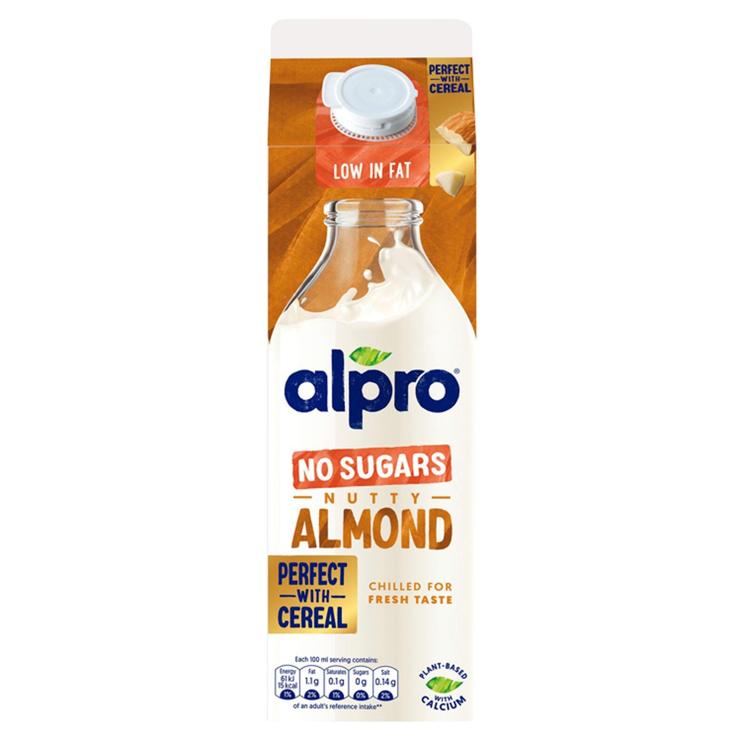 Alpro Almond Milk No Sugars Chilled Dairy Alternative 1L - McGrocer