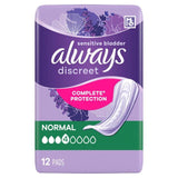 Always Discreet Incontinence Pads Normal 12 per pack - McGrocer