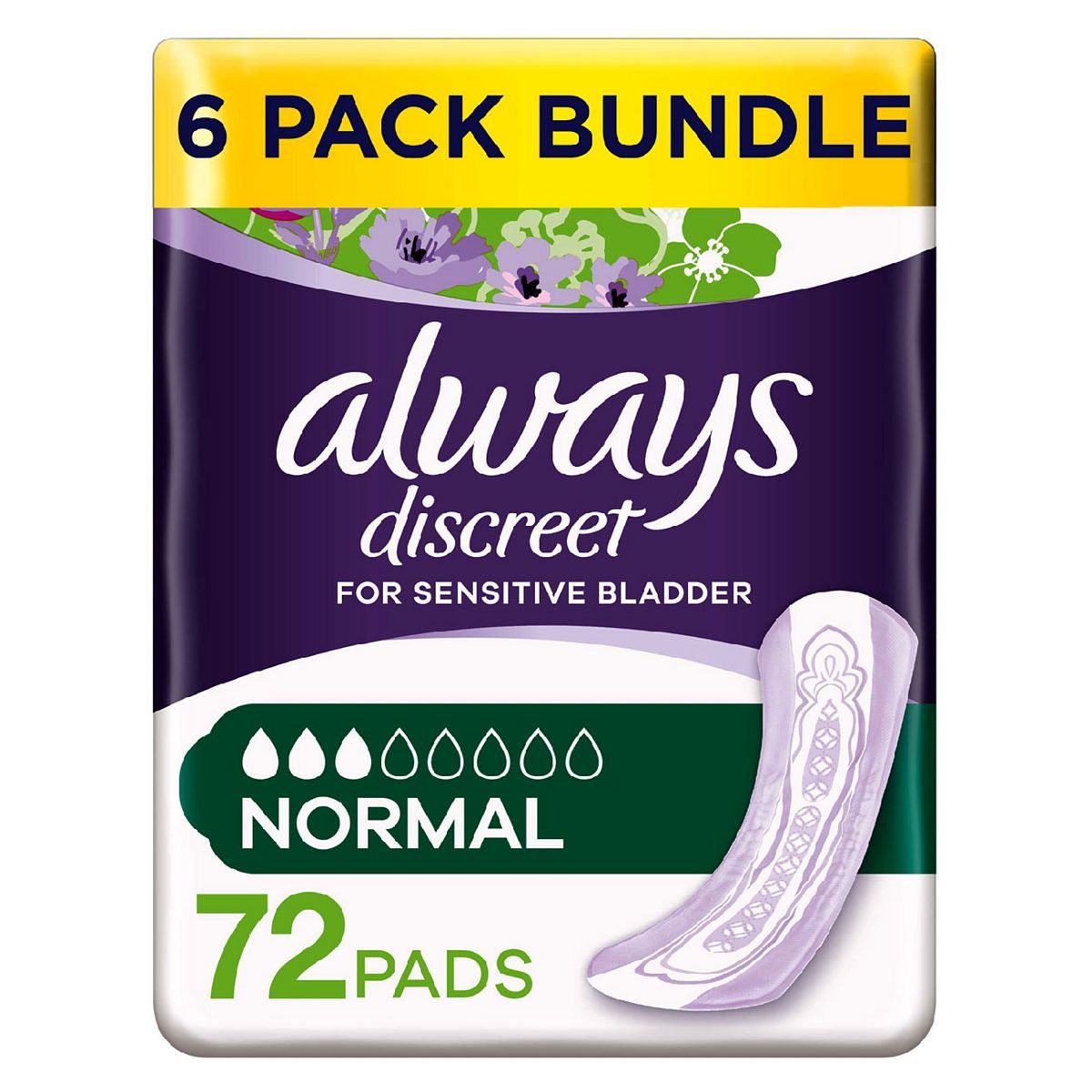 Always Discreet Incontinence Pads Normal - 72 pads (6 pack bundle) - McGrocer
