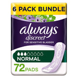 Always Discreet Incontinence Pads Normal - 72 pads (6 pack bundle) - McGrocer