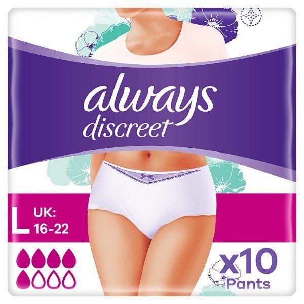 Always Discreet Underwear Incontinence Pants Normal Large 10 - McGrocer